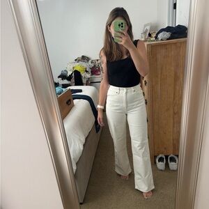 White wide leg jeans Women